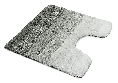Velosso High-Density Soft Microfibre Striped Non-Slip Pedestal Mat 50 X 50 cms Bathroom Rug, Quick Dry Super Absorbent Shower Mat (Grey)