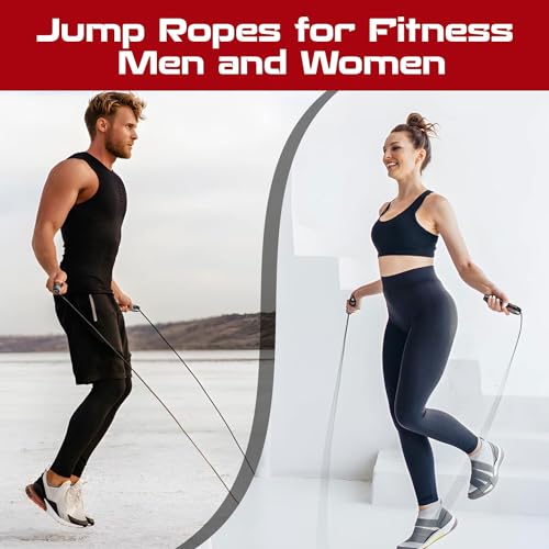 FitNation Jump Rope: Weighted, Adjustable fitness equipment for Men & Women - Ideal for Gym, Cardio, home gym accessories & boxing workouts - workout essentials home gym equipment fitness workout gear - Thumbnail 2