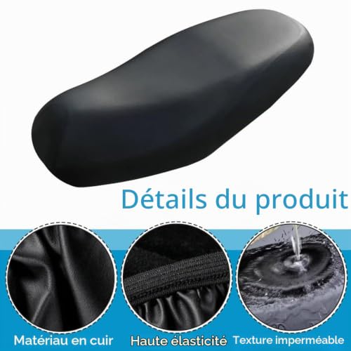DULFAX Housse de Selle Scooter Imperméable Universel Protection Pluie pour Selle Moto et Scooter, Housse Moto Antidérapante Anti-Rayures Adaptable argentée – vue 3