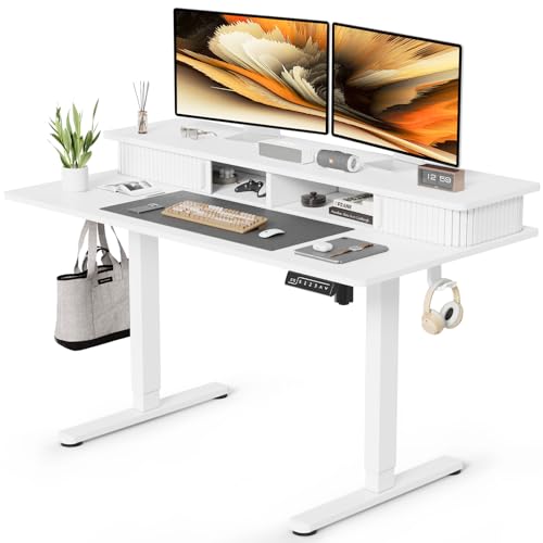 Image of JOY worker 48 inch Electric Adjustable Standing Desk with Storage Monitor Stand