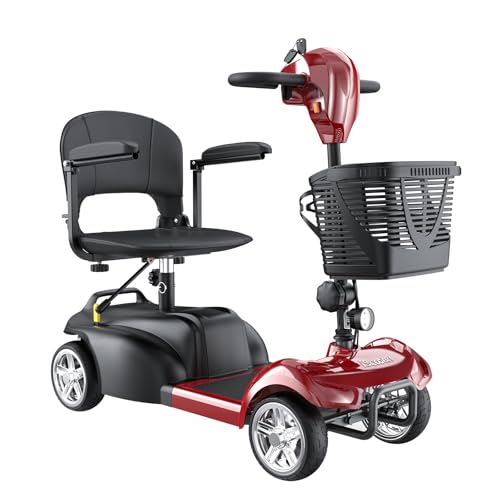 iScooter Mobility Scooters X-02 Mobility Scooter for Adults 20KM Range 4 Wheel Electric Wheelchair Device with LED Headlight Basket Cup Holder and Control Panel Lightweight Portable for All Terrain