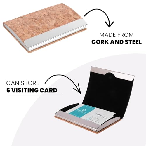 Image of 4 in 1 Diary Gift Set | A5 Cork Notebook | Stainless Steel Visiting Card Holder | 3-in-1 Charging Cable | Cork Pen & Canvas Pouch | Premium Eco-Friendly Gift Set for Professionals & Corporate Gifting | Gift Set for Men and Women