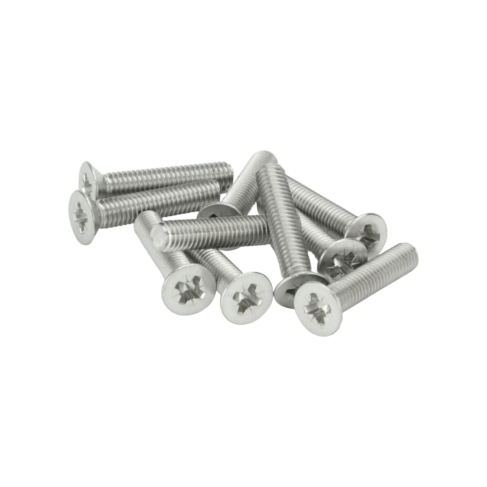 M5 (5mm x 30mm Incl Head) Pozi Countersunk Machine Screws - BZP (Pack of 20), Silver, M5 x 30mm
