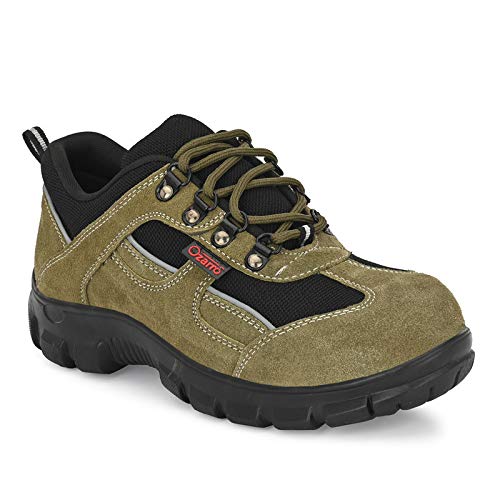 Ozarro Men Olive Suede Leather Steel Toe Safety Shoes (S4423), 8
