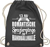Shirtracer Handball EM 2022 Trikot Ersatz - Ich mag lange romantische Spaziergänge zur Handballhalle - Unisize - Dunkelgrau - trainerin geschenk - WM110 - Turnbeutel und Stoffbeutel aus Baumwolle