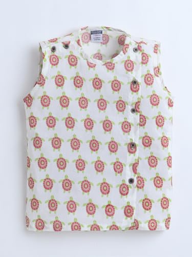 Image of POLKA TOTS Pure Cotton New Born Dress | Ultra-Soft, Breathable & Lightweight Sleeveless Jhabla Pant Set for Baby Boys & Girls | Baby Summer Clothes | Traditional Jabla & Pyjama Set for Newborns
