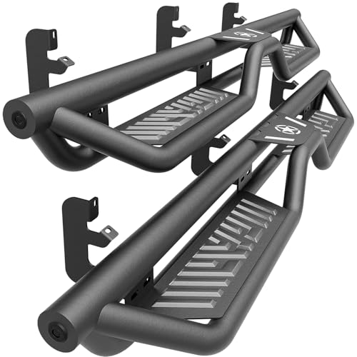 YZONA Crew Cab Running Boards Side Steps Compatible for 2004-2025 Nissan Titan (Excludes 2016 Model) & Nissan Titan XD 2016-2025 Model CrewCab, Two Stairs Design Side Rails Step Nerf Bar, Star Logo
