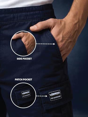 Image of Veirdo Men Twill Woven Cargo Shorts Lightweight Summer & Outdoor Wear Drawstring Waist Multi Pocket Design Adjustable Fit Comfortable, (S to 2XL)