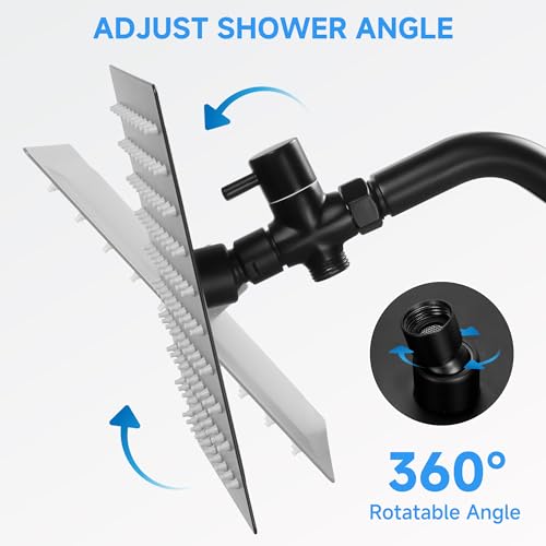 Regadera negra con manguera, acero inoxidable 8 pulg miniatura 4