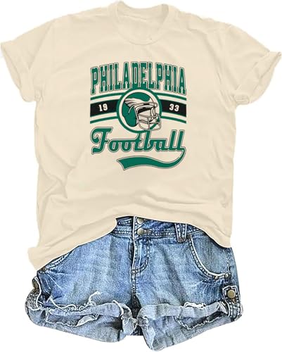 Women Football Shirts Game Day T Shirt Casual Football Mom Tees Sports Gift Short Sleeve Novelty Tops