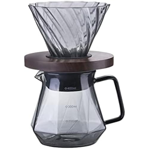 Mearrineser コーヒードリップセット 耐熱ガラスコーヒードリップセット コーヒーサーバーセット 手動ドリップ クラフトデザイン 食洗機対応 手動ドリップセット フィルター付き ファッション ダイヤモンド 母の日ギフト (600ML)（Amazon）