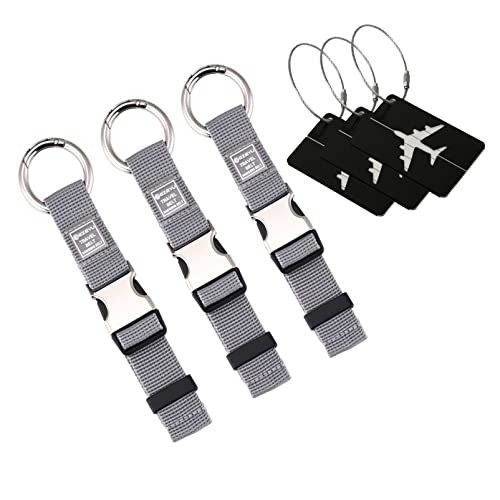 Image of 3PCS Heavy Duty Add a Bag Luggage Straps Jacket Gripper 3PCS Luggage Tag Suitcase TravelTags with Name ID Card,Carry-on Luggage Belt Baggage Suitcase Straps Belts Travel Accessories(Grey)