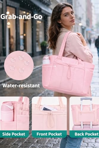 Image of Large Tote Bag for Women | Multi-Pocket Travel Shoulder Bag with Tumbler Pocket | Work, Office, College, Travel & Daily Use Handbag