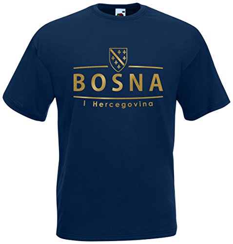 Bosnien Bosna T-Shirt Fanshirt Nation WM-2026 Trikot Navyblau XL