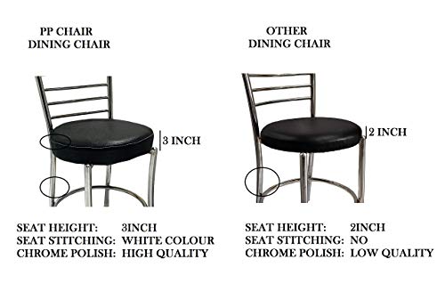 Image of SOMRAJ Chair Comfortable Multi Purpose Home Dining Restaurant Chair with a Leather Cushion Steel (Model) Heavy Duty (1, Black Ring, Standard)