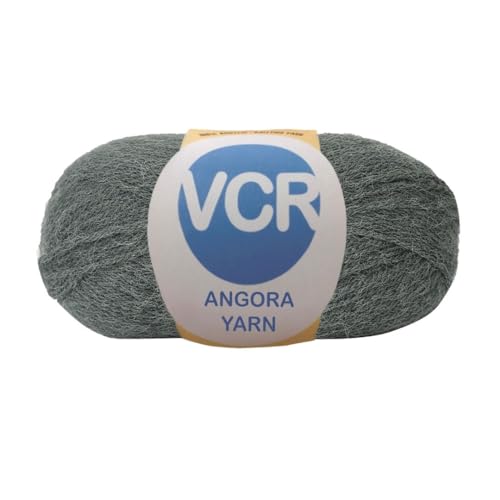 Image of VCR Grey Angora Knitting Yarn, Pack of 1, 100 Grams Hank, 256 Meters Length, 80% Flurry - 20% Acrylic Polyamide Soft Ball for Crochet and Knitting, Suitable for Baby Blankets, Cushion Covers