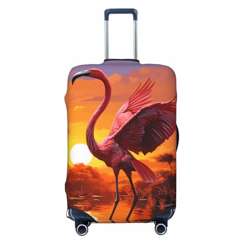 Travel Luggage Cover Fashion Suitcase Protector Flamingo Sunset Spandex Baggage Covers Washable Suitcase Covers Anti-Scratch Luggage Cover Protectors Fits 18-32 Inch Suitcases Small