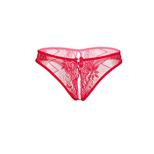 Sexy Lace Hollow Out G-String Brief Womens Girls Cute Panties for Sex Low Waist Thong Naughty See Through Underwear Red