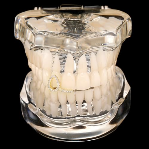Set de 2 grillz dentales Hip Hop chapados en oro 14K miniatura 2