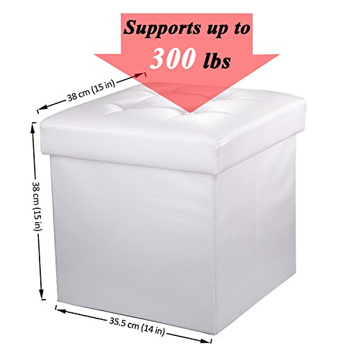 Wonenice Folding Storage Ottoman Cube Foot Rest Stool Seat- 15" X 15" #TOP2