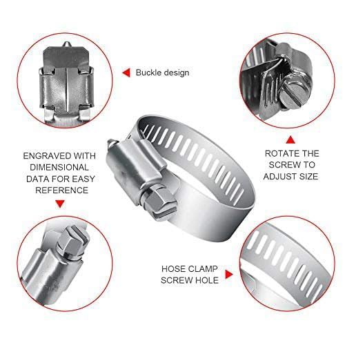 ESEKSAFAR Alloy Stainless steel Hose clamp/Pipe clip Diameter Size adjust (5, 1.25"-inch) 3