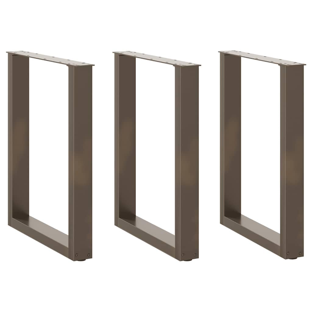 SXZenSpace 70x73 cm U-Shape Steel Table Legs, Set of 3, Adjustable, 60 kg Load, Industrial Style, for Dining Desk Kitchen