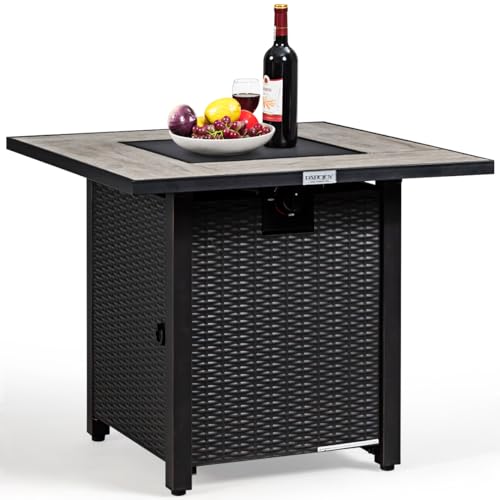 COSTWAY 30" Propane Gas Fire Table, Patio Square Fire Pit Table w
