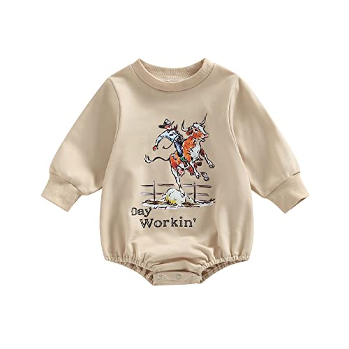 Image of Saliuentm Baby Girl Boy Crewneck Sweatshirt Long Sleeve Romper Oversized Sweater Bodyusuit Pullover Tops Clothes