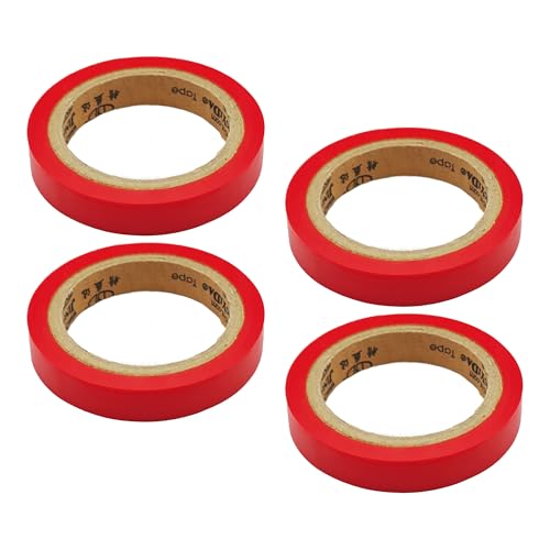 Klyeola 4 Rolls 26Ft Grip Finishing Tape, PVC Racket Grip Tape, Durable Sticky Seal for Tennis, Badminton, Pickleball, Squash Racquet, Anti-Slip Racket Accessories (Red)