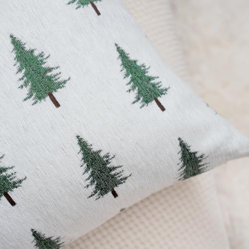 Image of 2 Pack Christmas Pillow Covers 18x18, Chenille Double-Sided Snowflake & Christmas Tree Decorative Throw Pillow Cases, Soft Farmhouse Holiday Cushion Covers for Sofa Couch Bed(White,18x18)