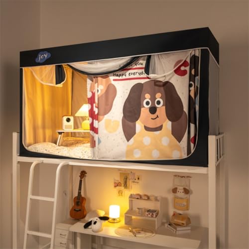 蚊帳 学生寮 室内カーテン シングルベッド 室内テント ベッドテント 蚊帳 一人用 プライバシーテント 2段ベッド カーテン 防音 防蚊 防虫 防塵 遮光 通気性 多機能 学生寮 寝室 キャンプ 家庭用 組み立て簡単 収納便利 (90x190x110cm上