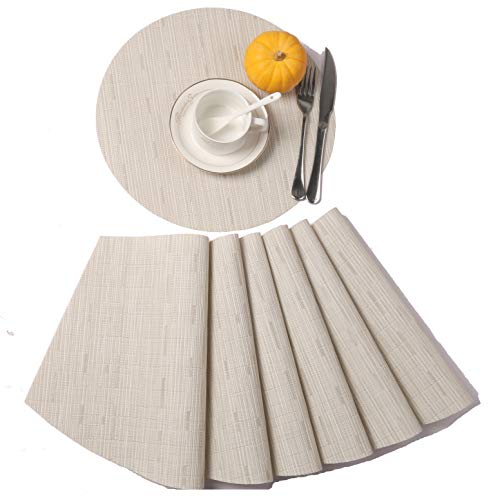 image for SHACOS Round Table Placemats Set of 7 Wedge Shaped Place Mat with Cent