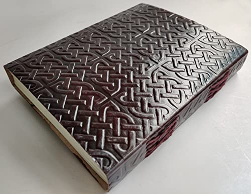 Image of RUSTIC TOWN Vintage Dark Brown Real Leather Multi-Stone Journal Embossed Handmade Vintage Diary Stone Paper Notebook with Metal Lock (Medium, 7-Stone)
