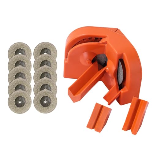 Drill Bit Sharpener, Multipurpose Grinding Sharpener for All Bits, Fast Sharp in 5 Seconds, Portable Drill Grinder Grinding Tool with 10PCS Disc and 3 Auxiliary Tool (Orange)