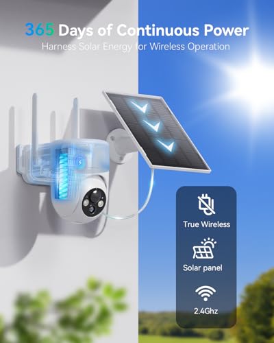 Image of LIWAN Security Camera Wireless Outdoor, 2.4G WiFi Solar Security Cameras for Home Security, Surveillance Camera Outside, Solar Powered, 2K Color Night Vision, PIR Detection, 2-Way Talk
