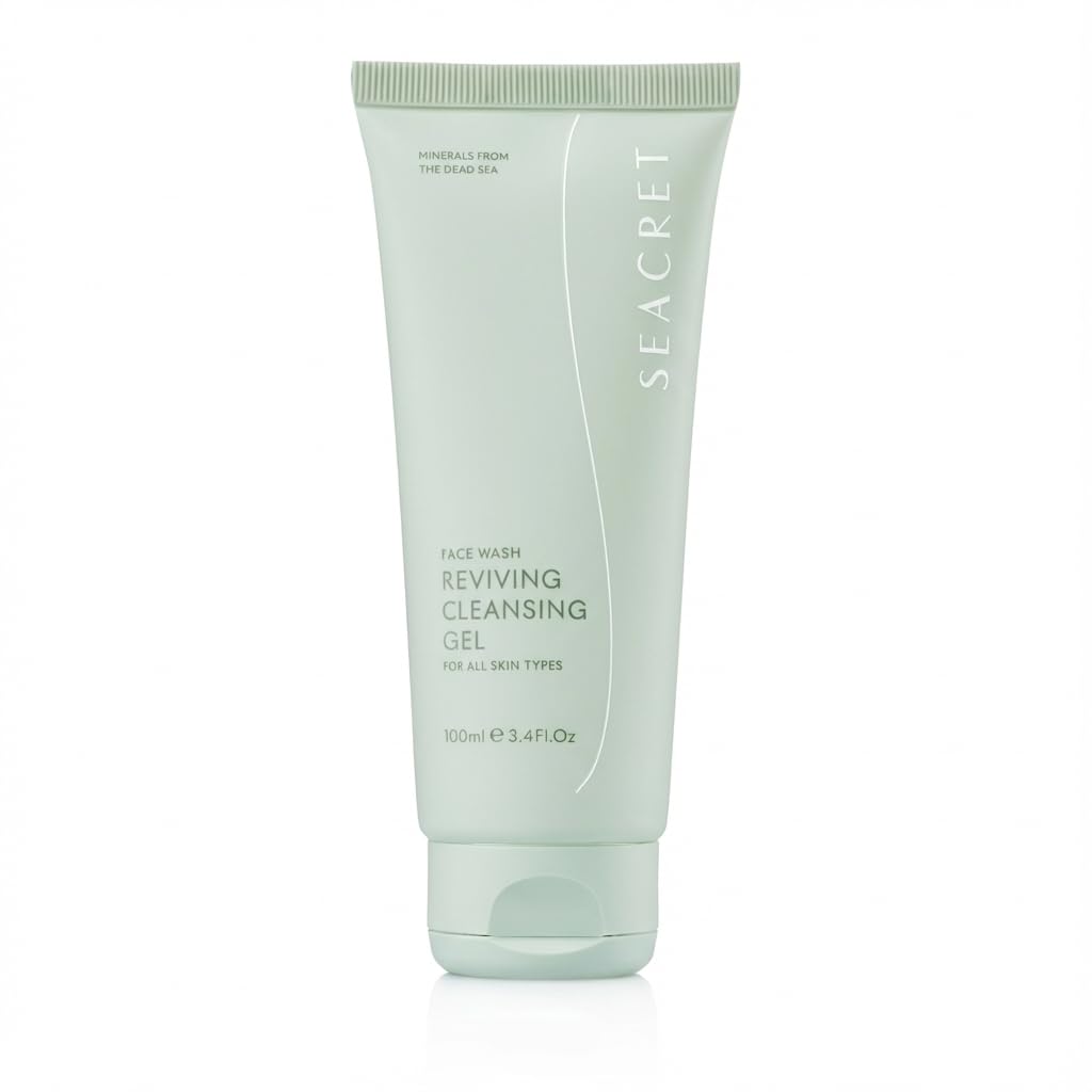 Dead Sea Reviving Cleansing Gel - Gentle Facial Cleanser with Fruit AHAs & Minerals, Hydrating Foaming Face Wash, Naturally Scented with Lavender & Sage, All Skin Types, 3.4 fl oz