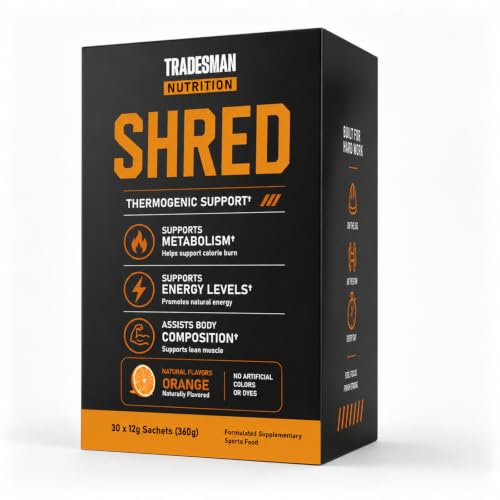 tradesman nutrition shred packets for Men Orange Energy Drink 30 Sachets
