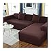 Produktbild HUANXA Elastische Jacquard-Sofabezug L-Form, Stretch 1 2 3 4 Sitze Plüsch sofabezug ecksofa spannbezug Anti-Rutsch Sofa Überwürfe weicher Sofahusse Schonbezug Abwaschbar Sofabezüge Möbelschutz