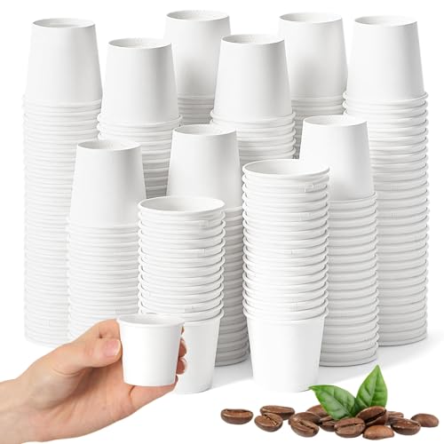 Acellegic 100 Pack 1oz Mini Coffee Cups Disposable Paper Cups Hot or Cold Beverage Cup Mouthwash Cup Drinking for Coffee Water Tea Juice Espresso for Home Office Party Picnic(White)