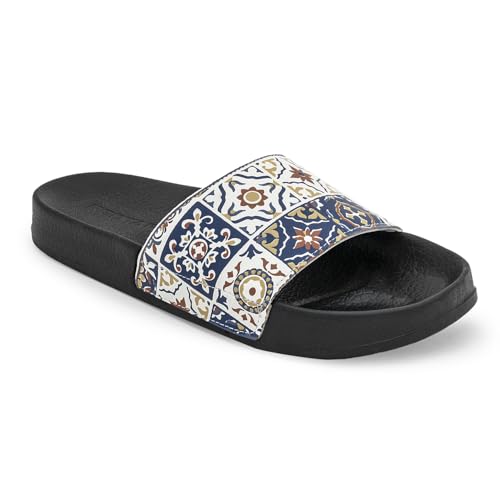 Image of Red Tape Womens Sliders in Slate Blue | Casual Pool Sliders | SLATE BLUE | 3 UK
