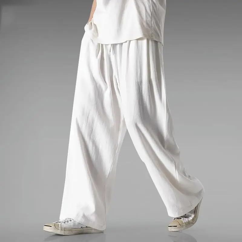 Summer Chinese Style Cotton Linen Wide-Leg Loose Thin Casual Pants3