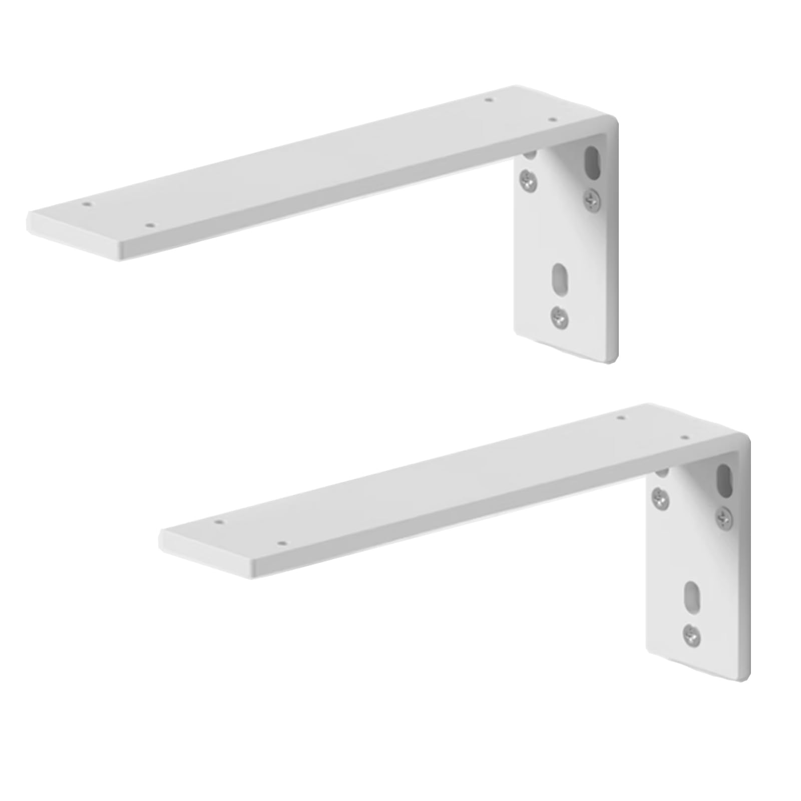 2 Pz Staffa per Mensola Pesanti,Staffe per Mensole Galleggianti a Parete,Reggimensole da Muro a L,Supporto per Mensola in Acciaio al Carbonio per Libri Cucina,con Viti,Bianco (24cm)