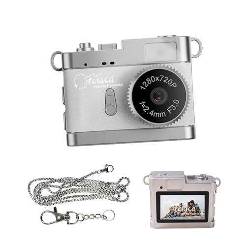 Image of FETACA Mini Digital Camera with Filter Modes, 720p HD Video, Flashlight & Keychain | Portable Cute Vlogging Camera for Travel, Gifts & Fun (White)