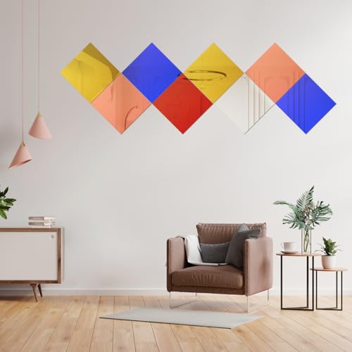 Image of 5 Pcs 12 x12 Inch Colorful Acrylic Mirror Sheet, 1 /8 Inch Thick Opaque Glossy Mirror, Plexiglass Mirror Sheets with Protective Film, Rigid Mirror Sheets for Sawing, DIY, Laser Cutting and Engraving