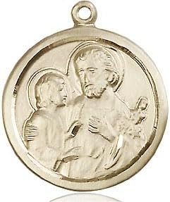 14kt Gold Filled St Joseph Pendant on a 24 inch Gold Filled Light Rope Chain.