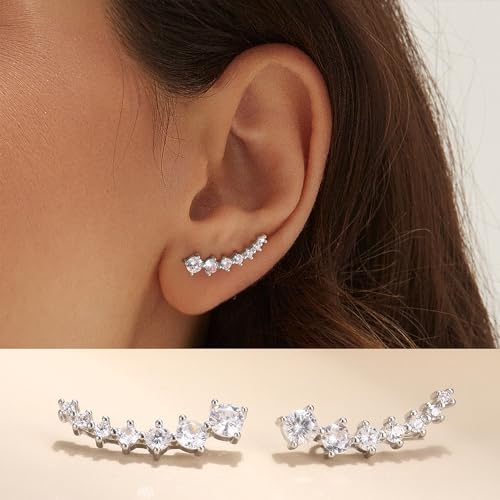 FINREZIO 6Pairs Ear Cuffs Climber Hoop Earring CZ Arrow Crawler Stud Earring Jacket for Women2