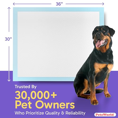 Image of PetsWorld XL Dog Pee Pads 30 inchx36 inch, 200-Count - Heavy Duty, Leak-Proof Potty Training Pads for Puppies & Large Dogs, Super Absorbent, Quick-Dry Disposable Pads with Odor Control