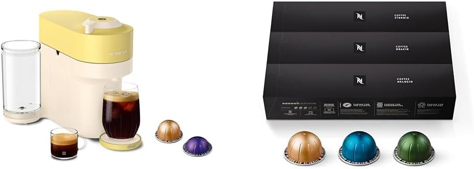 Nespresso Vertuo Pop+ Summer Limited Edition Coffee and Espresso Maker by De'Longhi, Pastel Yellow Capsules, Vertuo Line