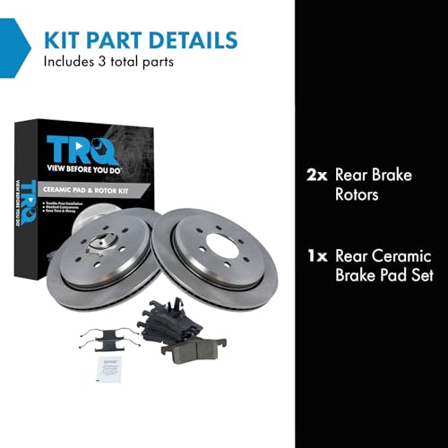 Image of TRQ Rear Brake Pad and Rotor Set Ceramic Vented Rotors