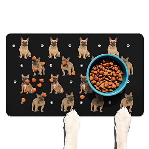 Funny French Bulldog Dog Bowl Mat,Non Slip Dog Placemats Feeding ...